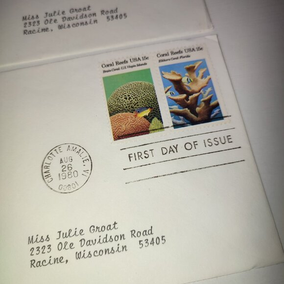Coral Reefs Marine Life Set 2 Pcs First Day Covers Stamps 1980 Vintage Ephemera - Picture 3 of 6